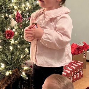 Zara Pink Corduroy Bib Collar Shirt Toddler 2/3